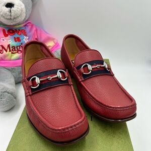 Men's Gucci horse bit web striped loafer size 9, made in Italy